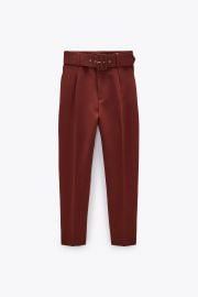 HIGH-WAISTED BELTED PANTS at Zara